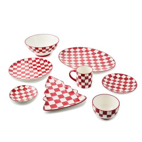 Cherry Check Dinner Plates, Set of 4