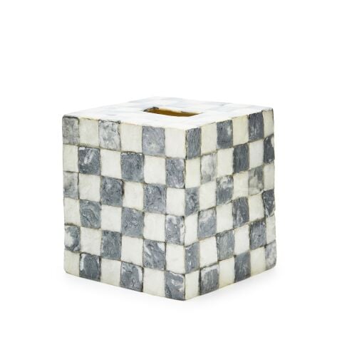 Sterling Check Capiz Boutique Tissue Box Cover