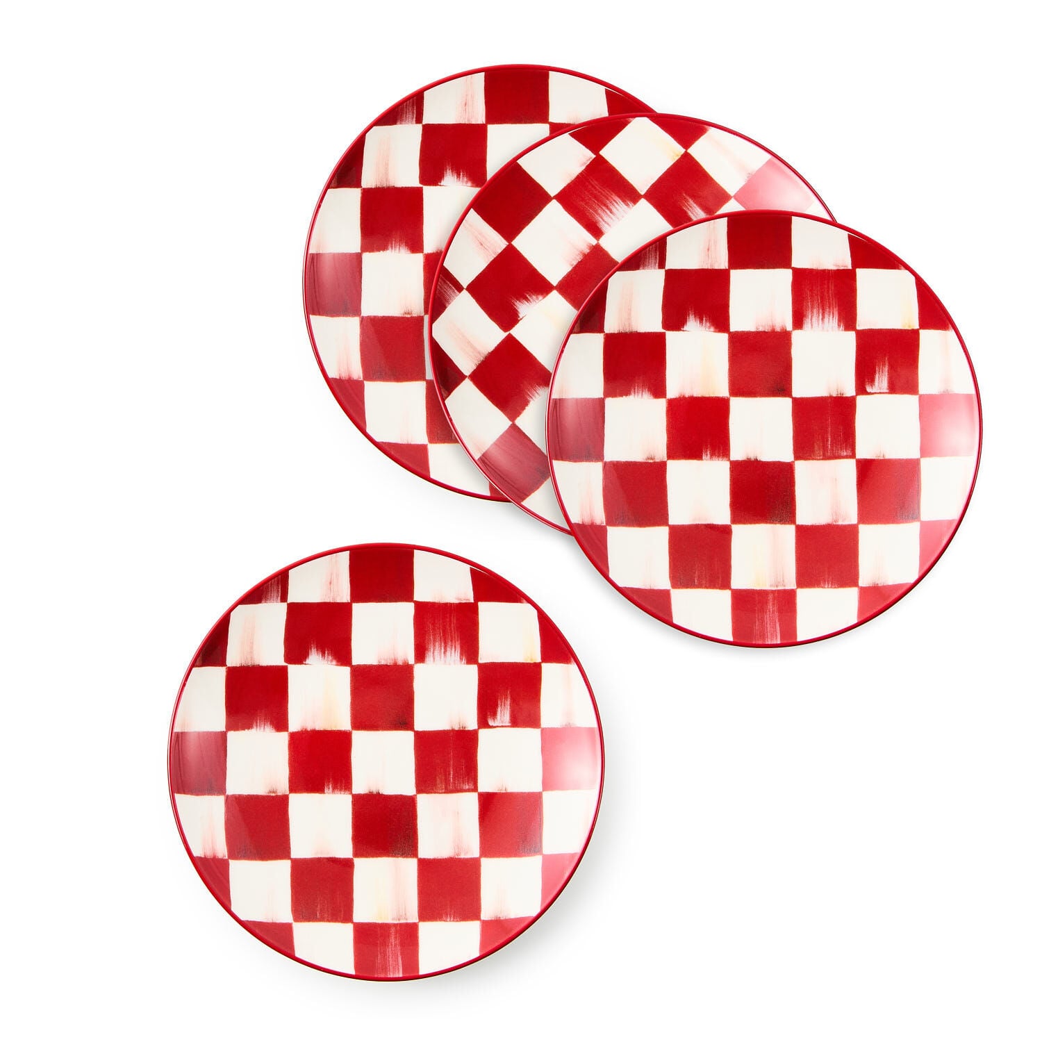 Cherry Check Appetizer Plates, Set of 4
