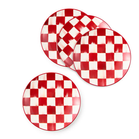Cherry Check Appetizer Plates Set of 4