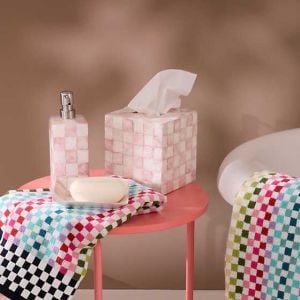 Rosy Check Capiz Boutique Tissue Box Cover
