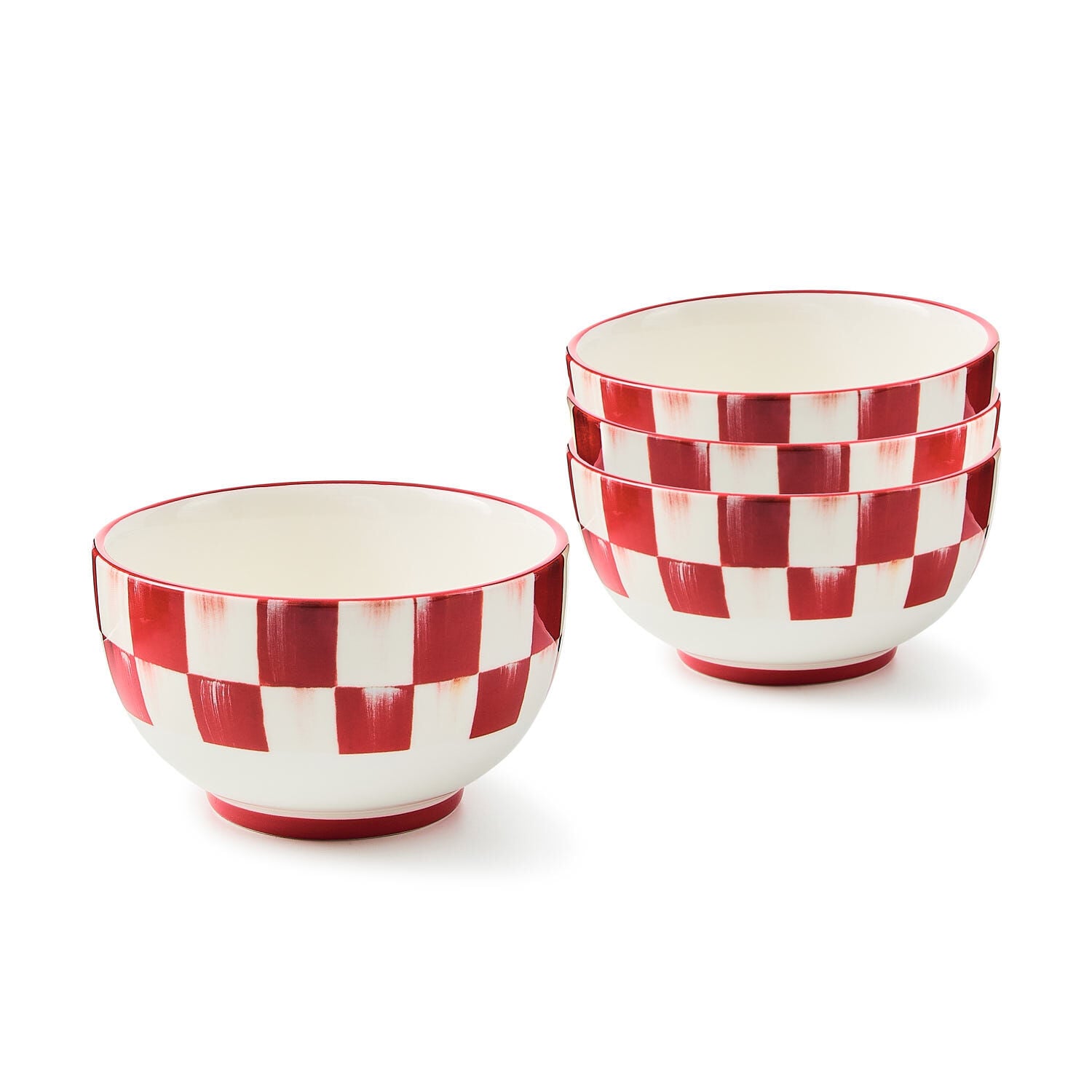 Cherry Check Breakfast Bowls Set of 4