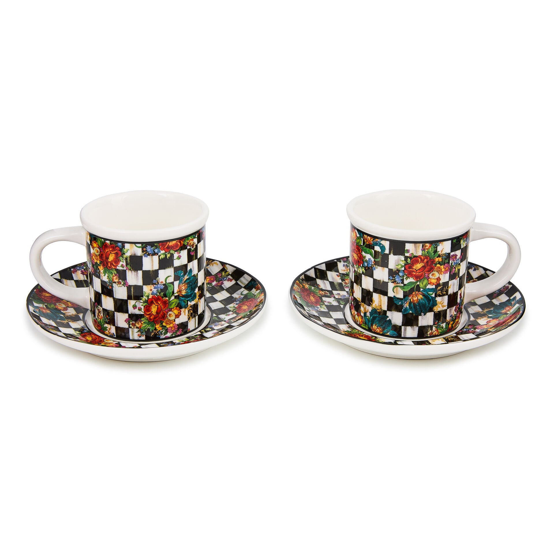 Courtly Flower Market Espresso Cup and Saucer Set of 2