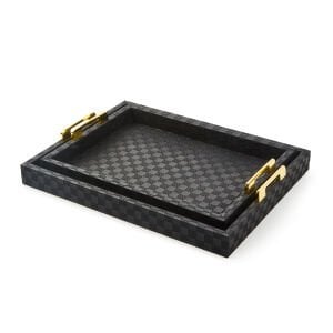 Black Faux Leather Large Tray