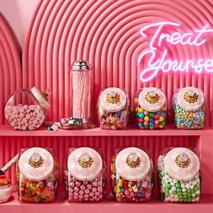 Sweets Jar with Rosy Check Enamel Lid