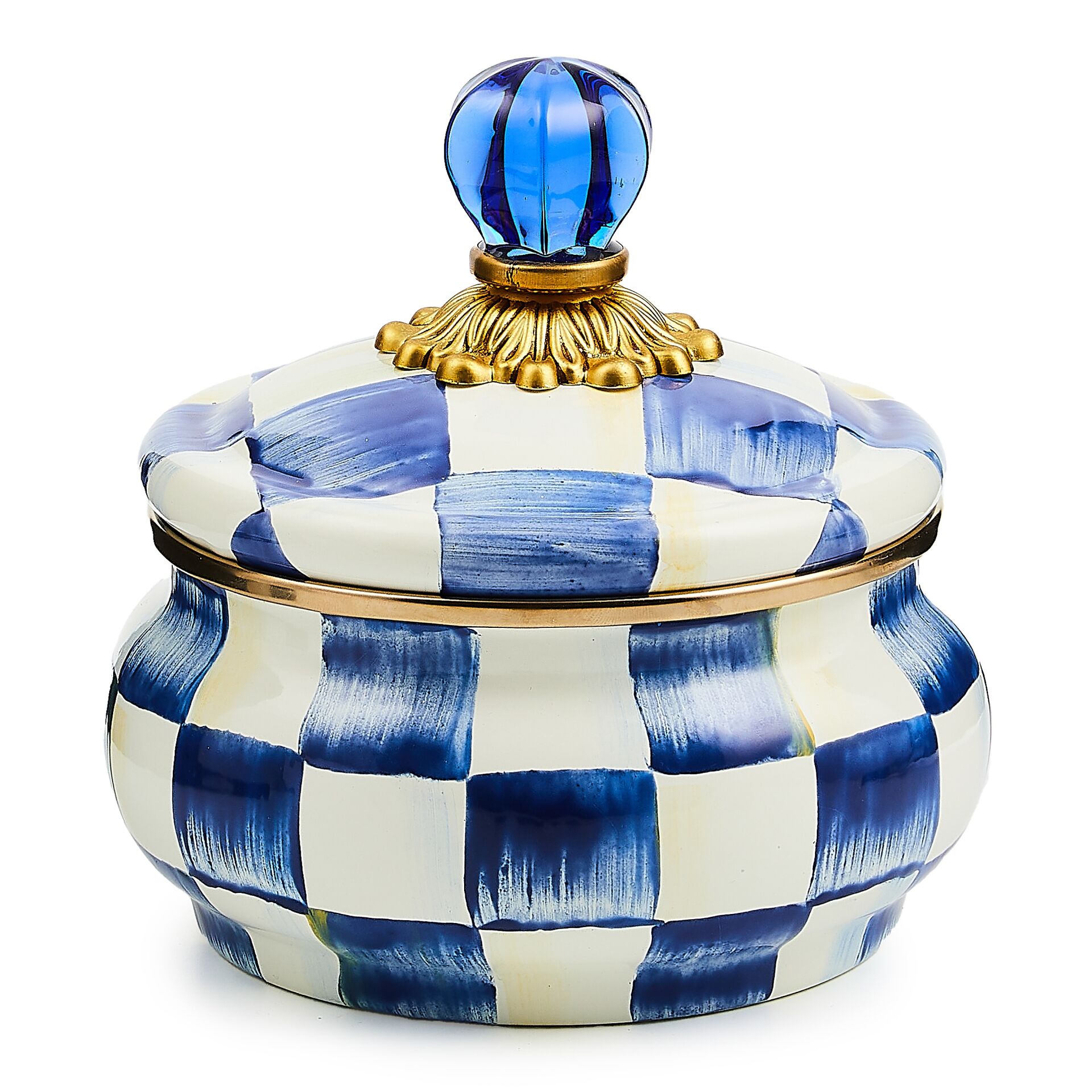 Royal Check Enamel Squashed Pot