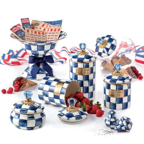 Royal Check Enamel Squashed Pot