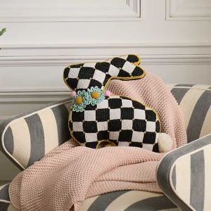 Beaded Bunny Shaped Throw Pillow