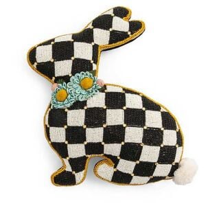 Beaded Bunny Shaped Throw Pillow