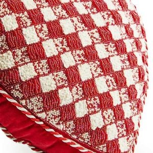 Red and White Check Heart Shaped Throw Pillow