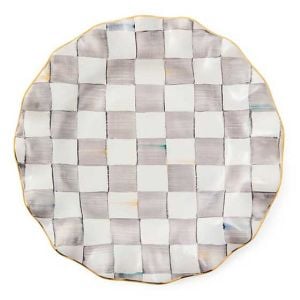 Sterling Check Ceramic Fluted Dinner Plate