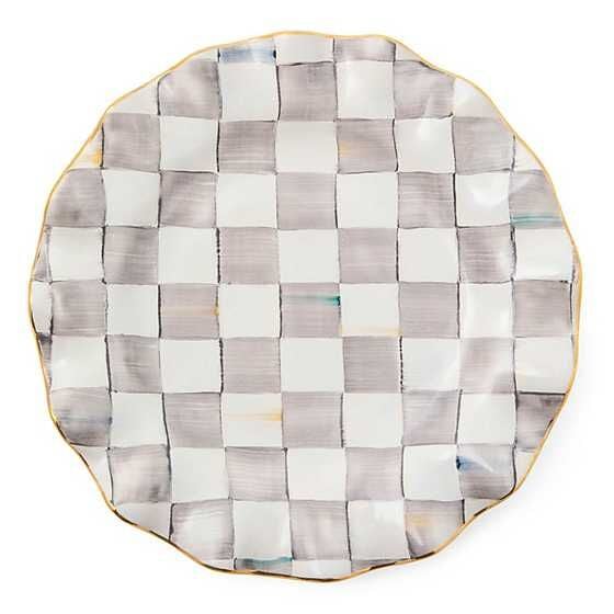 Sterling Check Ceramic Fluted Dinner Plate