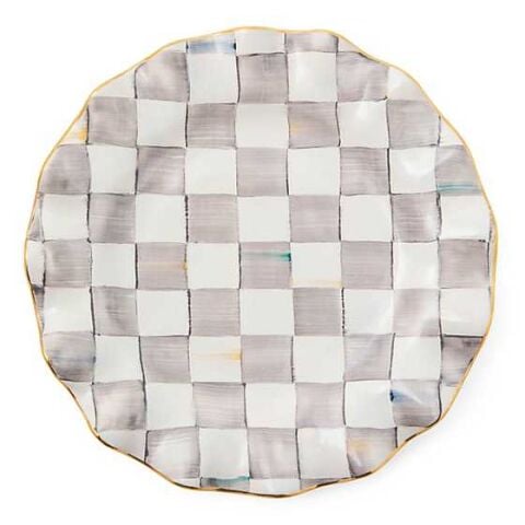 Sterling Check Ceramic Fluted Dinner Plate
