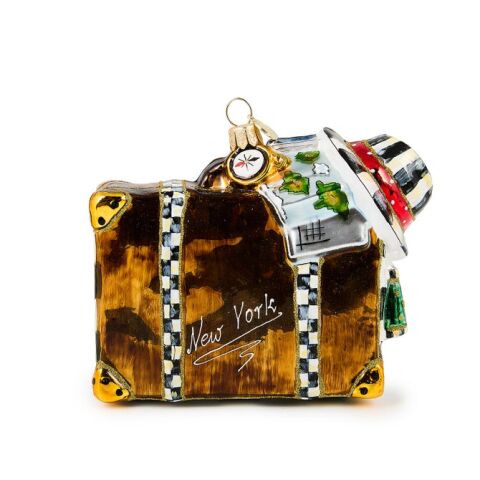 New York Suitcase Glass Ornament