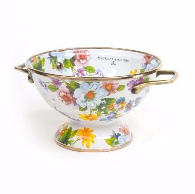 Flower Market Small Colander - White