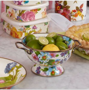 Flower Market Small Colander - White