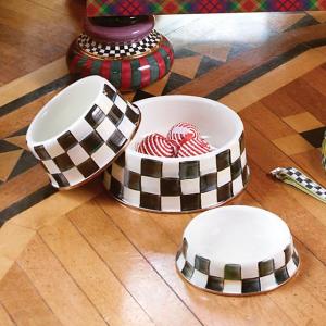 Courtly Check Enamel Cat Dish