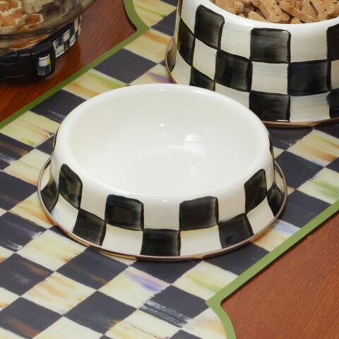 Courtly Check Enamel Cat Dish