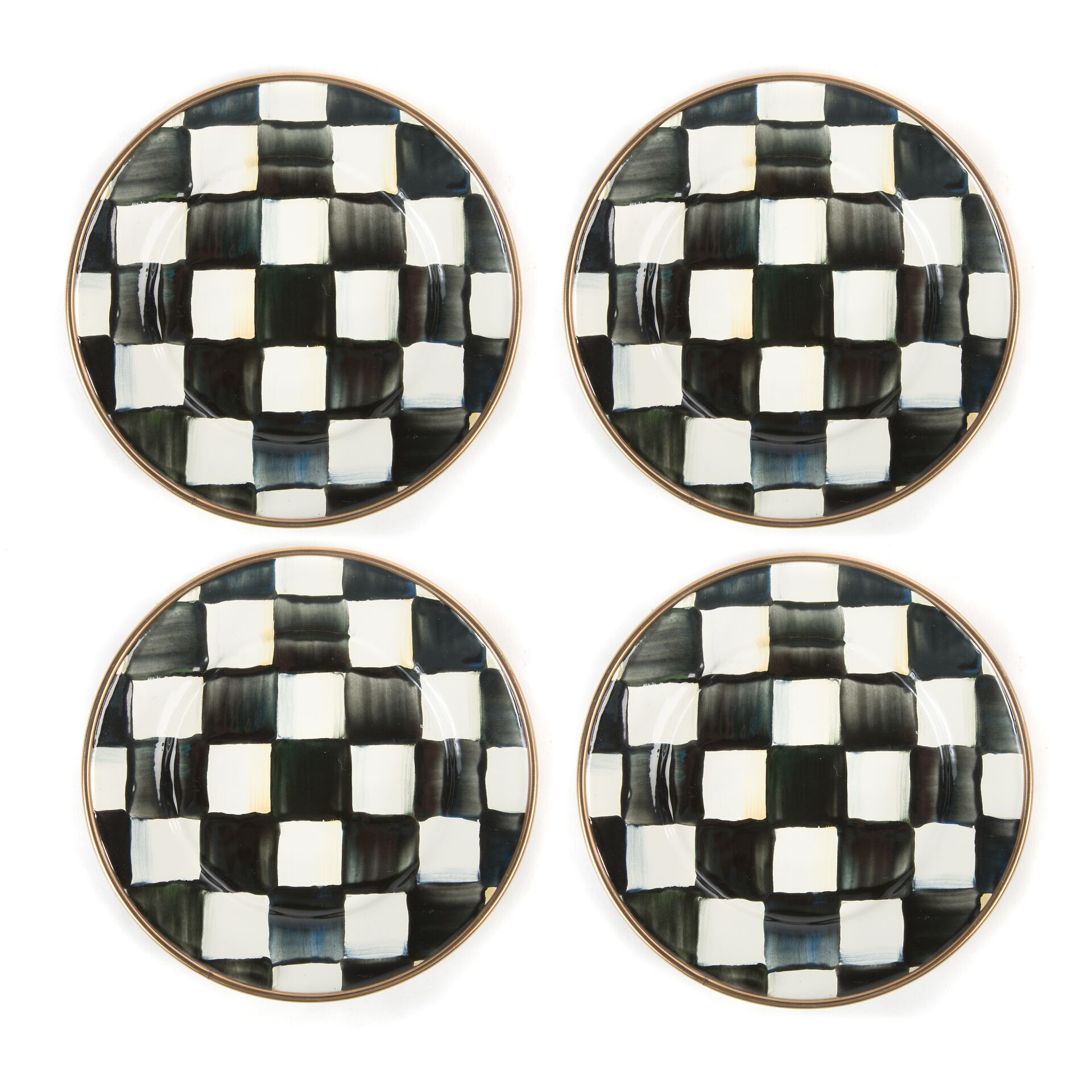 MacKenzie-ChildsCourtly Check Enamel Appetizer Plates - Set of 4