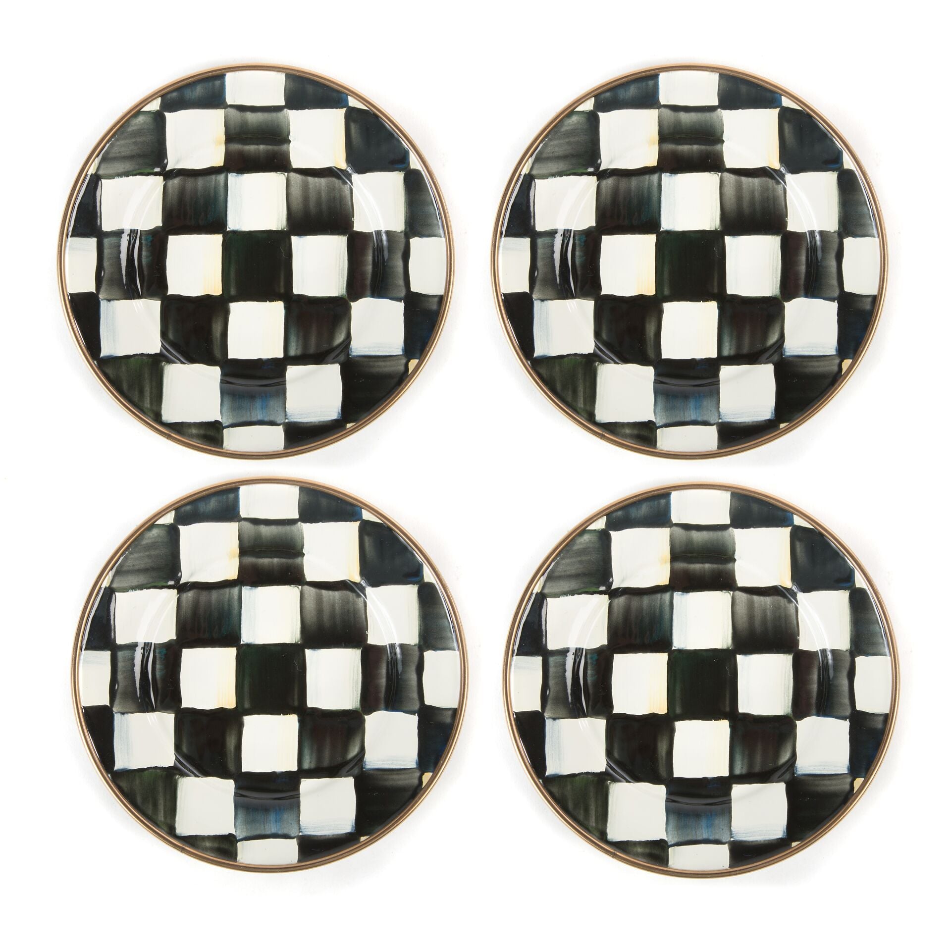 Courtly Check Enamel Appetizer Plates - Set of 4