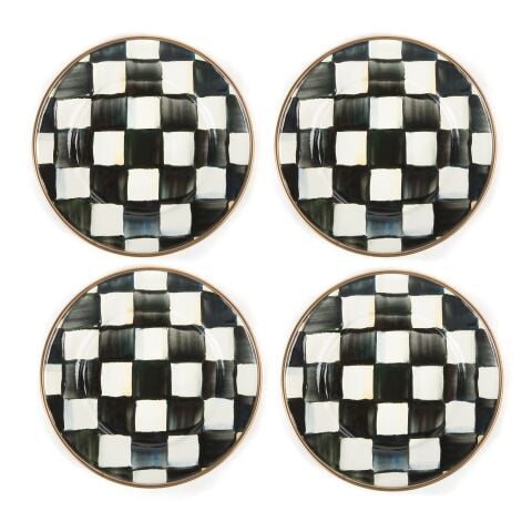 Courtly Check Enamel Appetizer Plates - Set of 4
