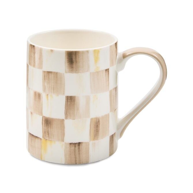 Mocha Check Porcelain Mug
