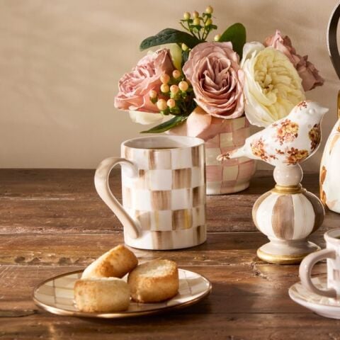 Mocha Check Porcelain Mug