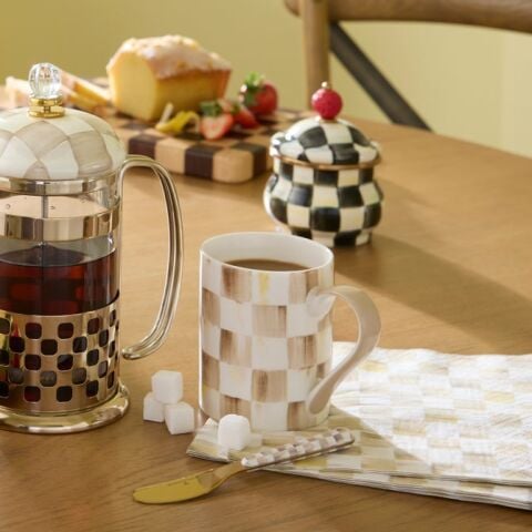 Mocha Check Porcelain Mug