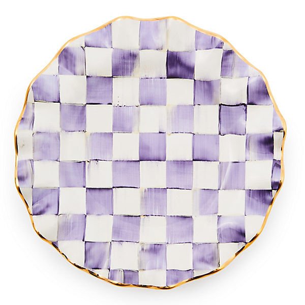 Plum Check Ceramic Fluted Dinner Plate