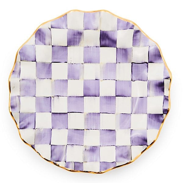 Plum Check Ceramic Fluted Dinner Plate