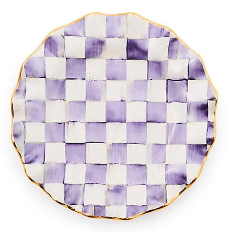 Violet Check Ceramic Fluted Dinner Plate
