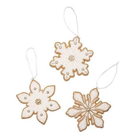Gingerbread Snowflake Ornaments - Set of 3