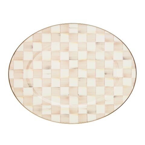 Mocha Check Large Oval Platter
