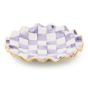 Plum Check Ceramic Fluted Dessert Plate