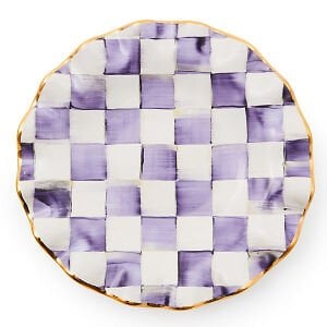 Plum Check Ceramic Fluted Dessert Plate