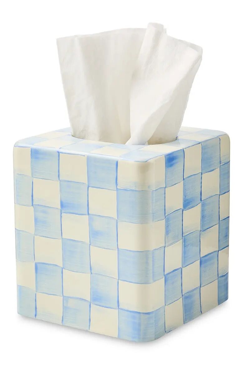 Sky Check Boutique Tissue Box Cover