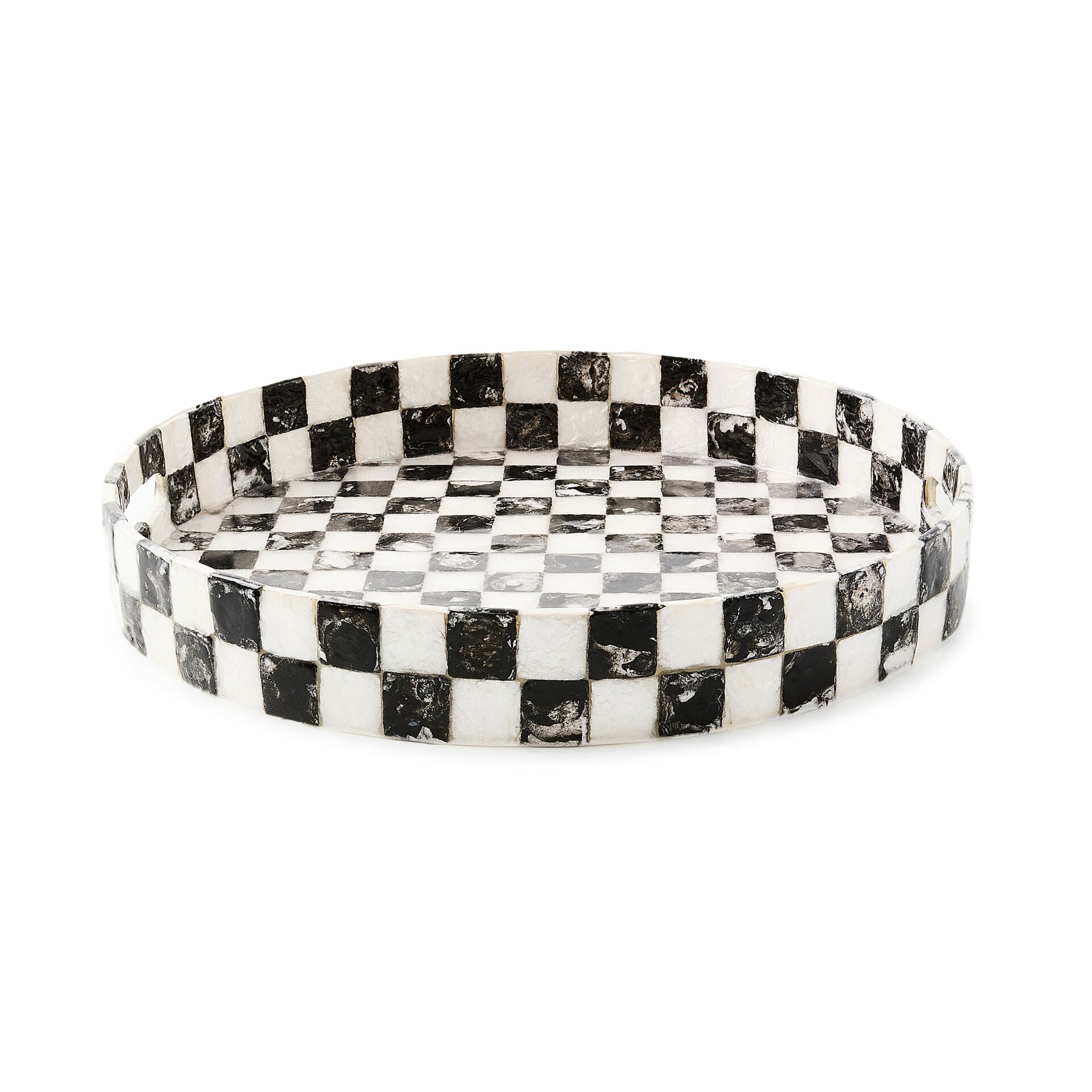 Courtly Check Capiz Round Tray