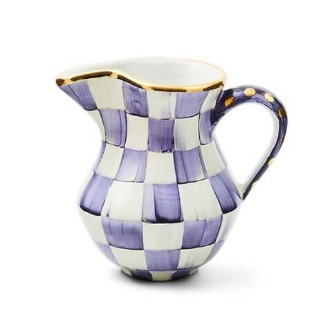Violet Check Ceramic Creamer