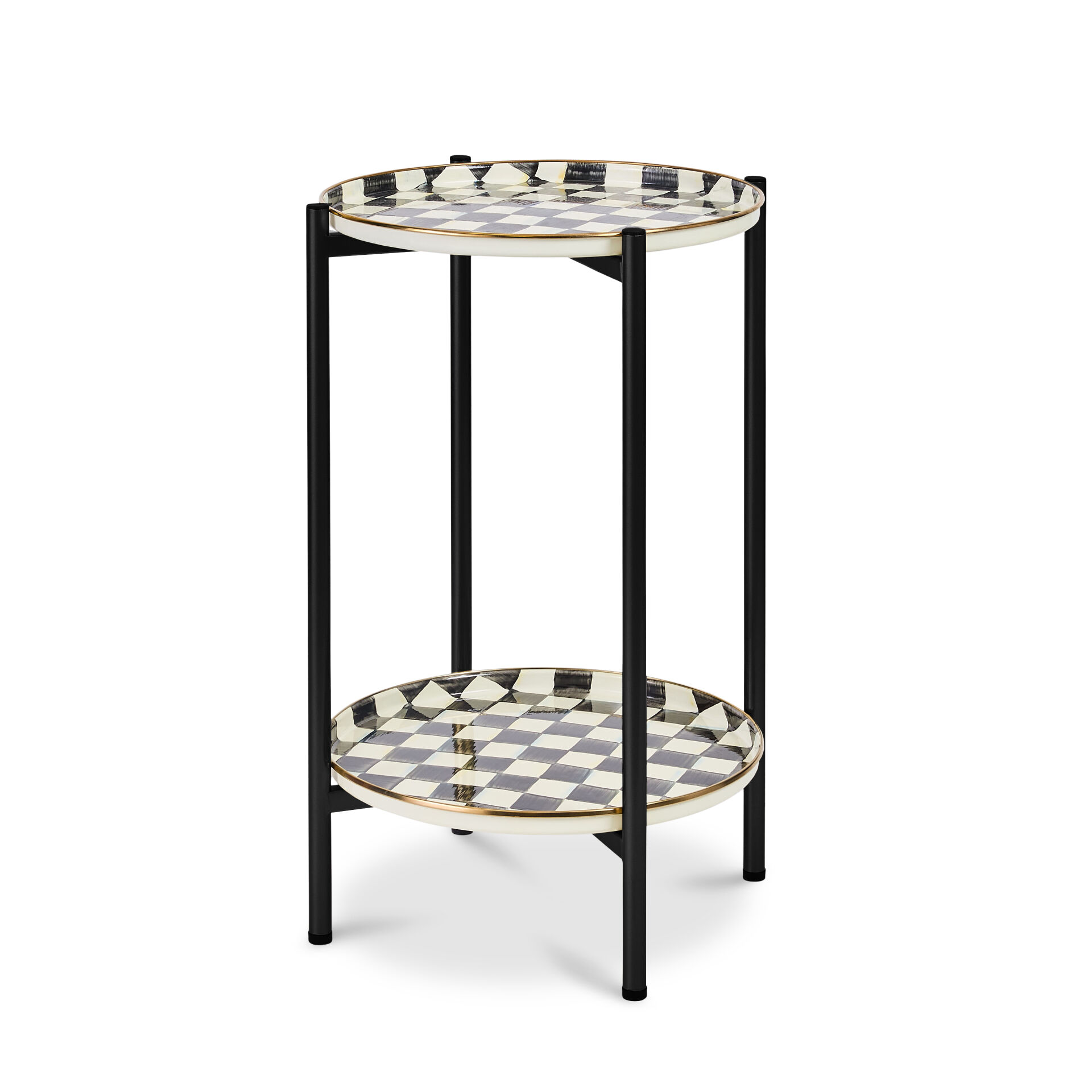 Courtly Check Enamel 2-Tier Cocktail Table