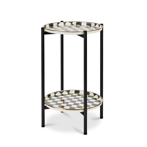 Courtly Check Enamel 2-Tier Cocktail Table