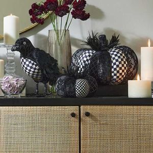 Haunted House Small Black Feather Pumpkin