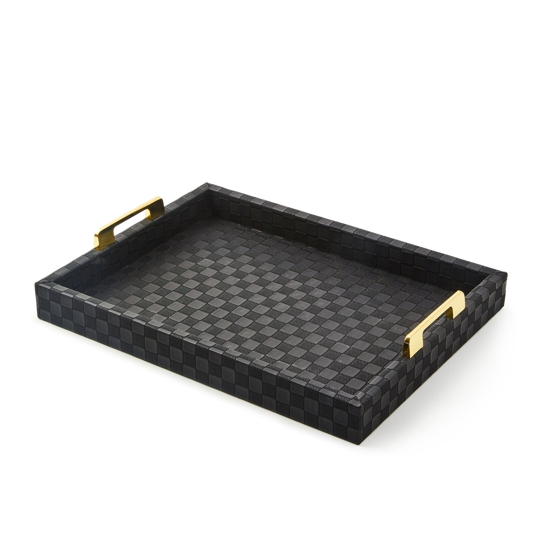 Black Faux Leather Small Tray