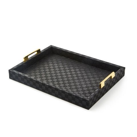 Black Faux Leather Small Tray