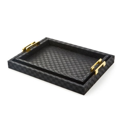 Black Faux Leather Small Tray