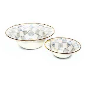 Sterling Check Enamel Serving Bowl