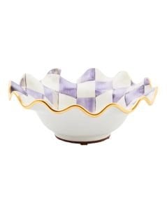 Plum Check Ceramic Fluted Breakfast Bowl