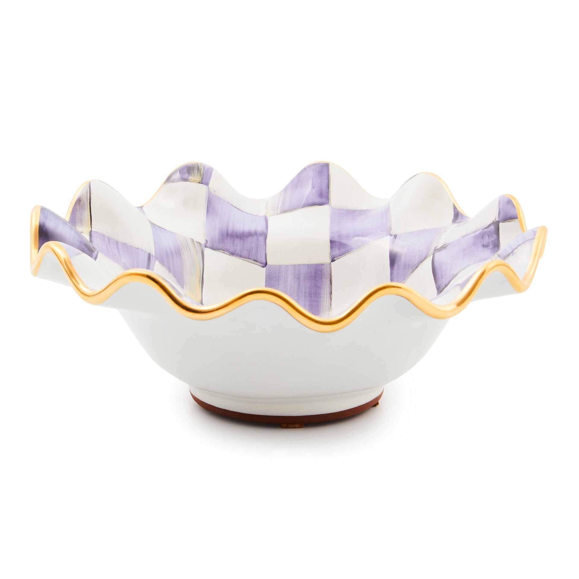 Violet Check Ceramic Fluted Breakfast Bowl