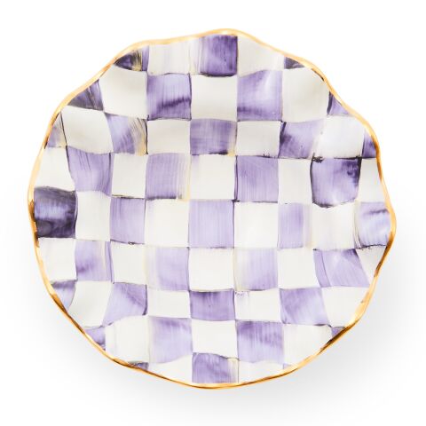 Violet Check Ceramic Fluted Breakfast Bowl
