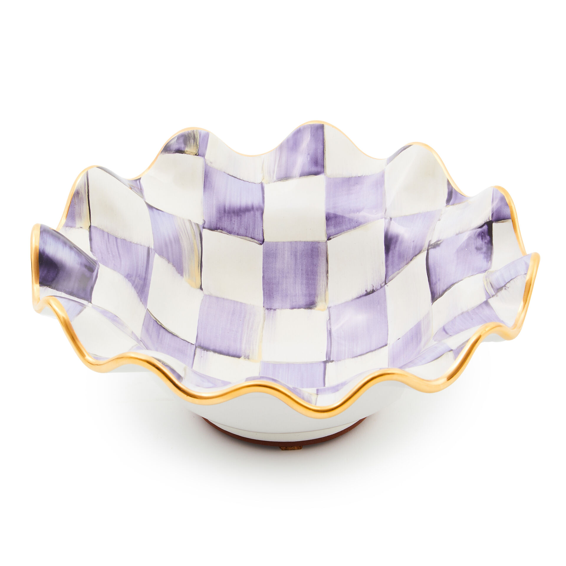 Violet Check Ceramic Fluted Breakfast Bowl