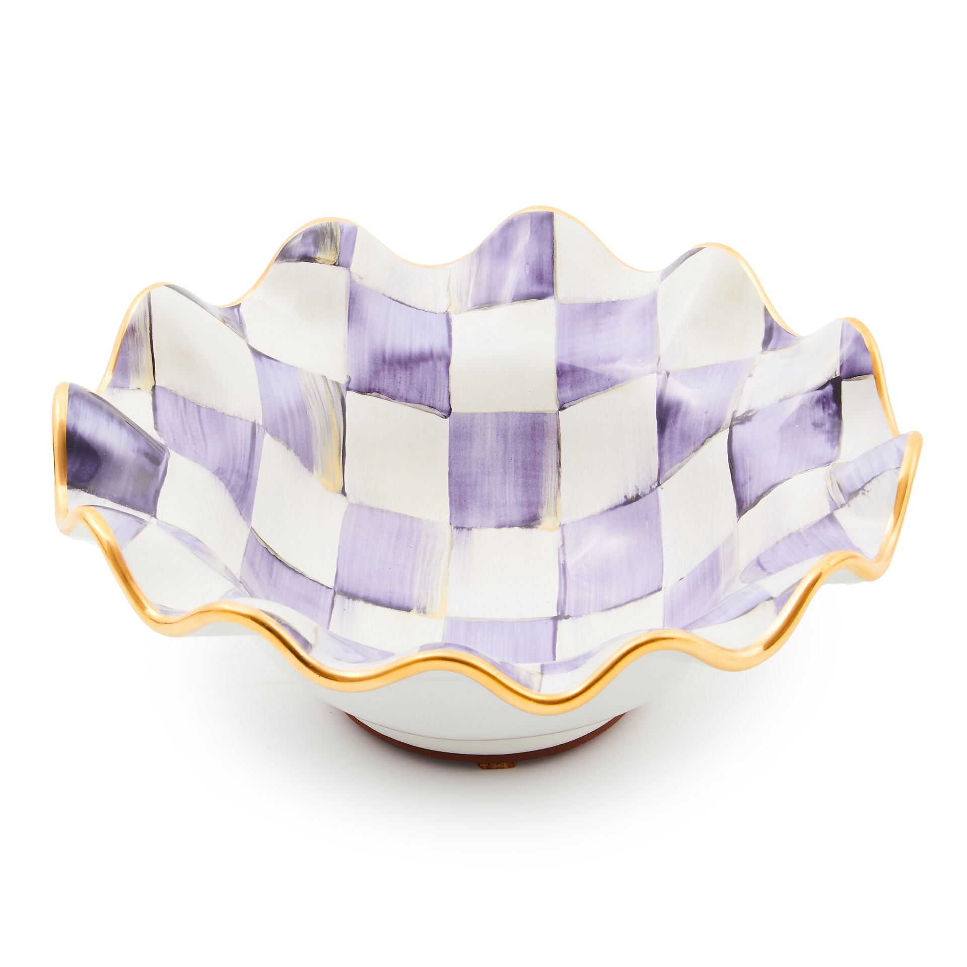 Violet Check Ceramic Fluted Breakfast Bowl